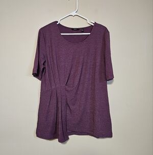 Betabrand Purple Asymmetrical Relaxed Short Sleeve T-Shirt
